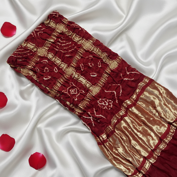 MAROON- GAJJI SILK GHARCHOLA BANDHANI BLOUSE PIECE