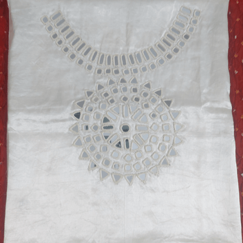 Mashru Heavy Mirror Work Blouse Piece - White