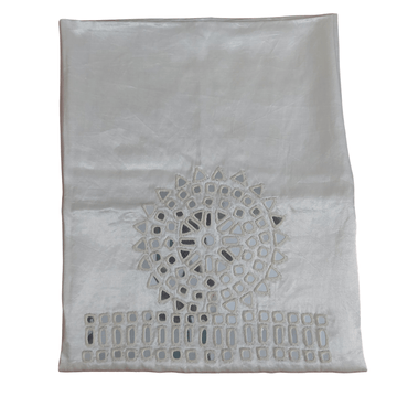 Mashru Heavy Mirror Work Blouse Piece - White – Handmade Bandhani Saree in Gajji/Modal Silk | Aj Designs