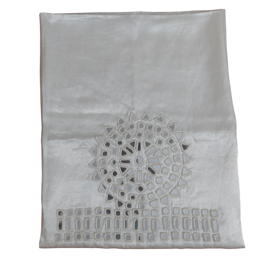 Mashru Heavy Mirror Work Blouse Piece - White