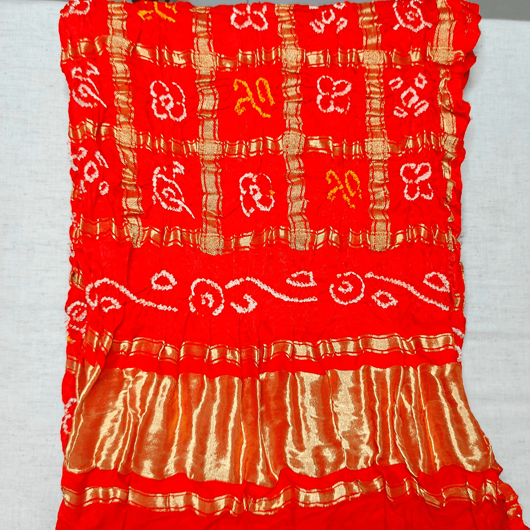 ORANGE - GAJJI SILK GHARCHOLA BANDHANI BLOUSE PIECE – Handmade Bandhani Saree in Gajji/Modal Silk | Aj Designs