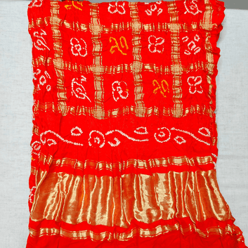 ORANGE - GAJJI SILK GHARCHOLA BANDHANI BLOUSE PIECE
