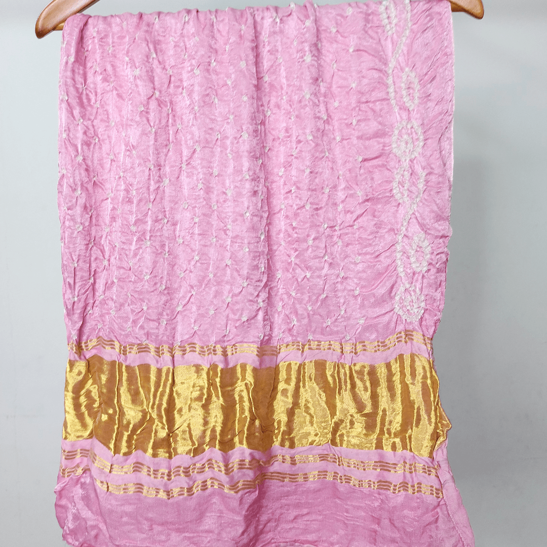 PASTEL PINK - GAJJI SILK BANDHANI BLOUSE PIECE – Handmade Bandhani Saree in Gajji/Modal Silk | Aj Designs