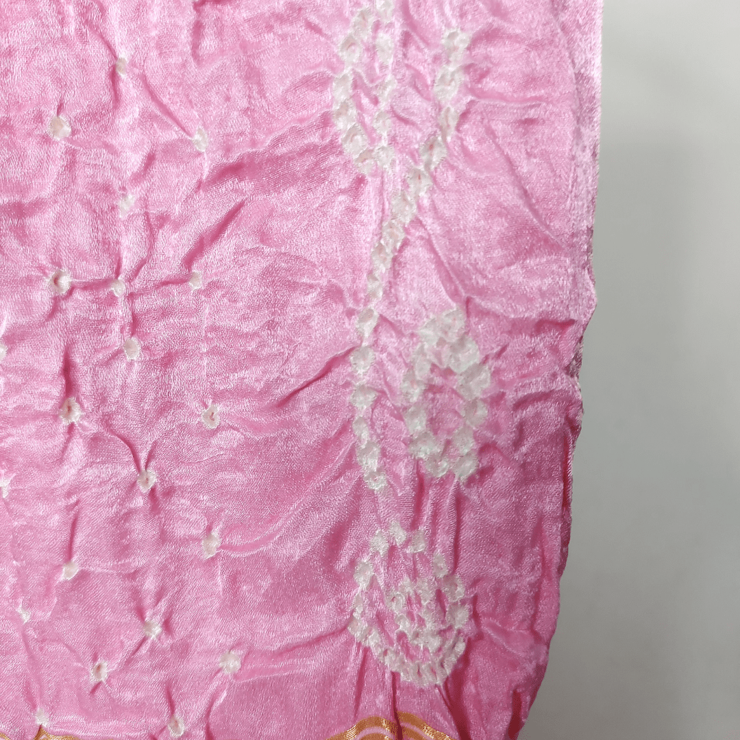 PASTEL PINK - GAJJI SILK BANDHANI BLOUSE PIECE – Handmade Bandhani Saree in Gajji/Modal Silk | Aj Designs