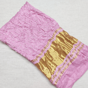 PASTEL PINK - GAJJI SILK BANDHANI BLOUSE PIECE – Handmade Bandhani Saree in Gajji/Modal Silk | Aj Designs
