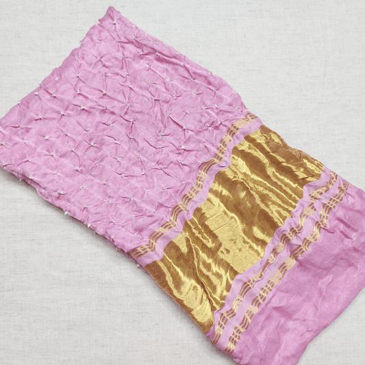 PASTEL PINK - GAJJI SILK BANDHANI BLOUSE PIECE