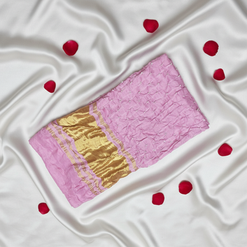 PASTEL PINK - GAJJI SILK BANDHANI BLOUSE PIECE