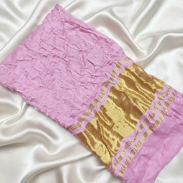 PASTEL PINK - GAJJI SILK BANDHANI BLOUSE PIECE