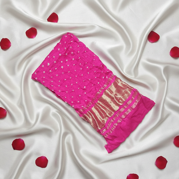 PINK - GAJJI SILK BANDHANI BLOUSE PIECE
