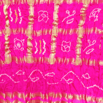 close up of pink gharchola bandhani blouse piece