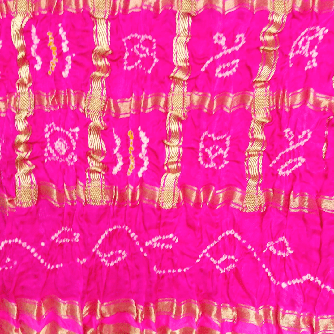 PINK - GAJJI SILK GHARCHOLA BANDHANI BLOUSE PIECE – Handmade Bandhani Saree in Gajji/Modal Silk | Aj Designs