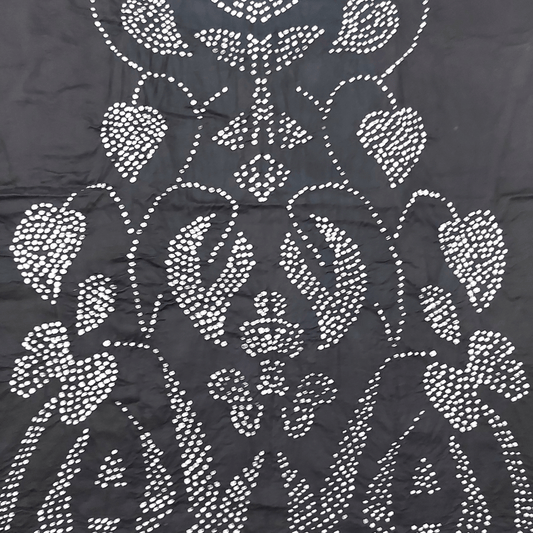 Black - Raidana Bandhani Dress Material – Handmade Bandhani Saree in Gajji/Modal Silk Bandhani Pattern