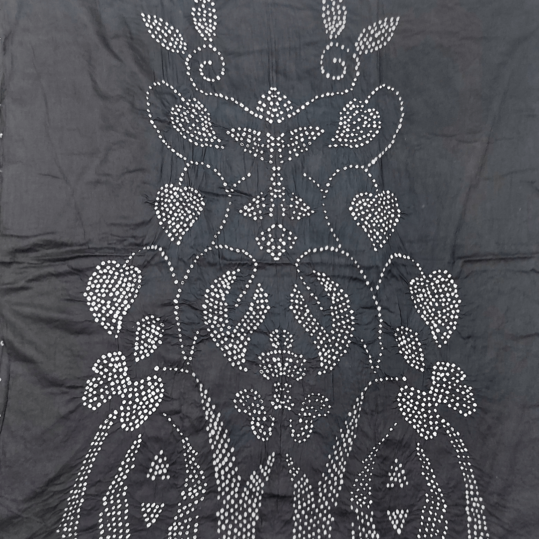 Black - Raidana Bandhani Dress Material – Handmade Bandhani Saree in Gajji/Modal Silk Pattern