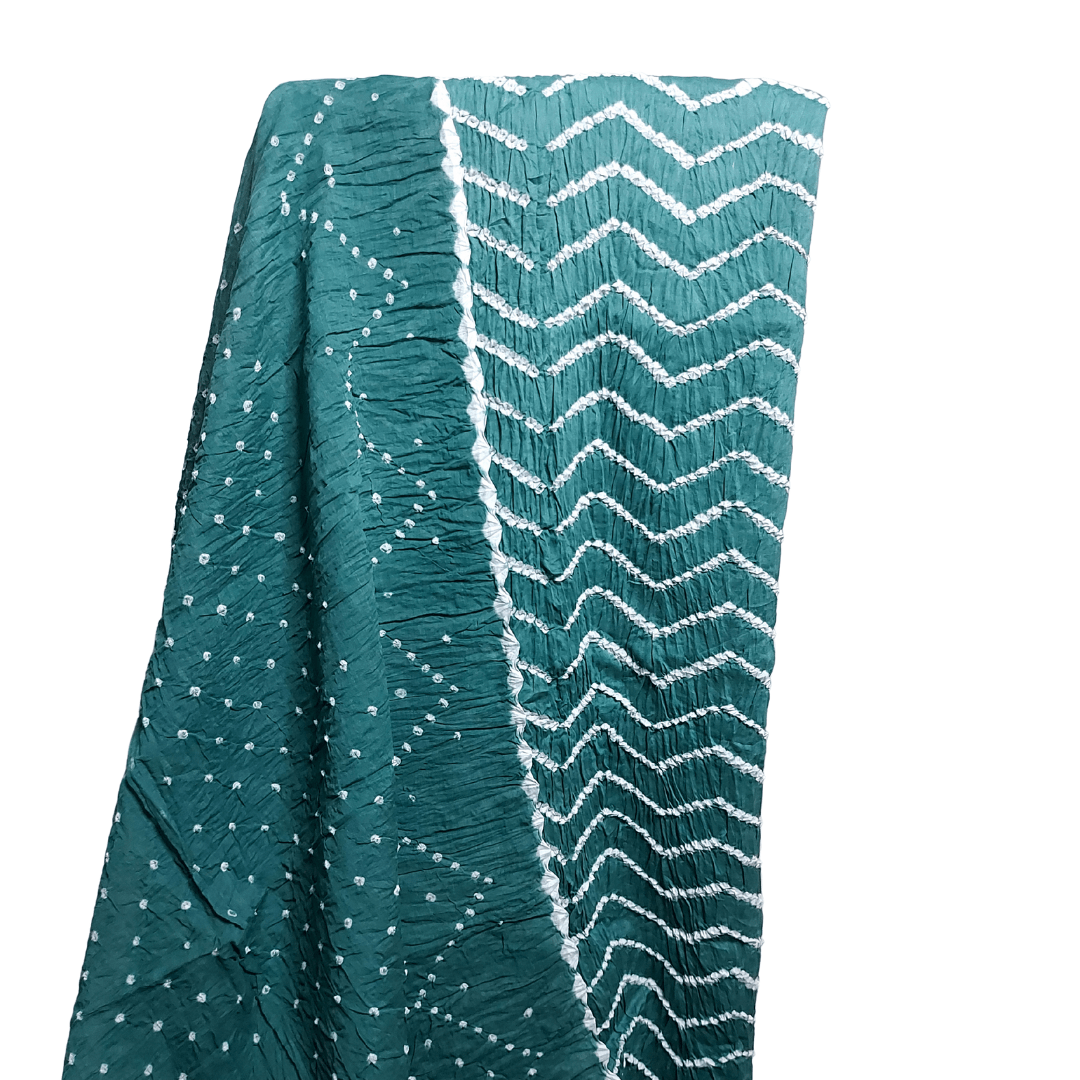 Pure Cotton Leheriya Pista Bandhani Dress Material for Summer Dupatta