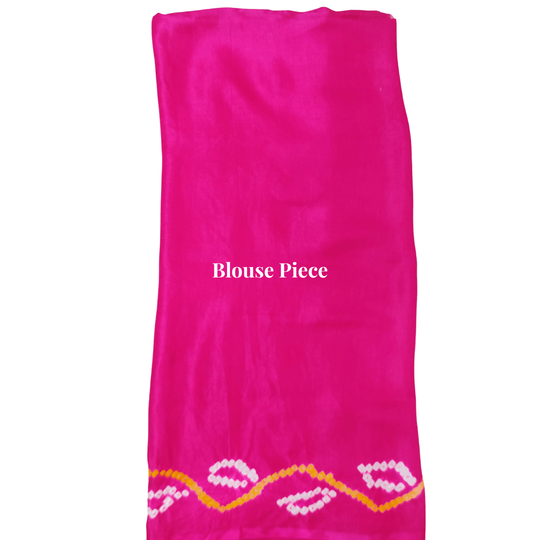 Pink Kavya Gharchola Saree – Handmade Bandhani Saree in Gajji/Modal Silk Blouse Piece