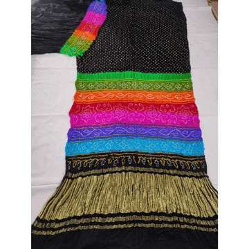 Pure Gajji Silk Multi Pallu Bandhani Saree With Zari Border – Handmade Bandhani Saree in Gajji/Modal Silk | Aj Designs