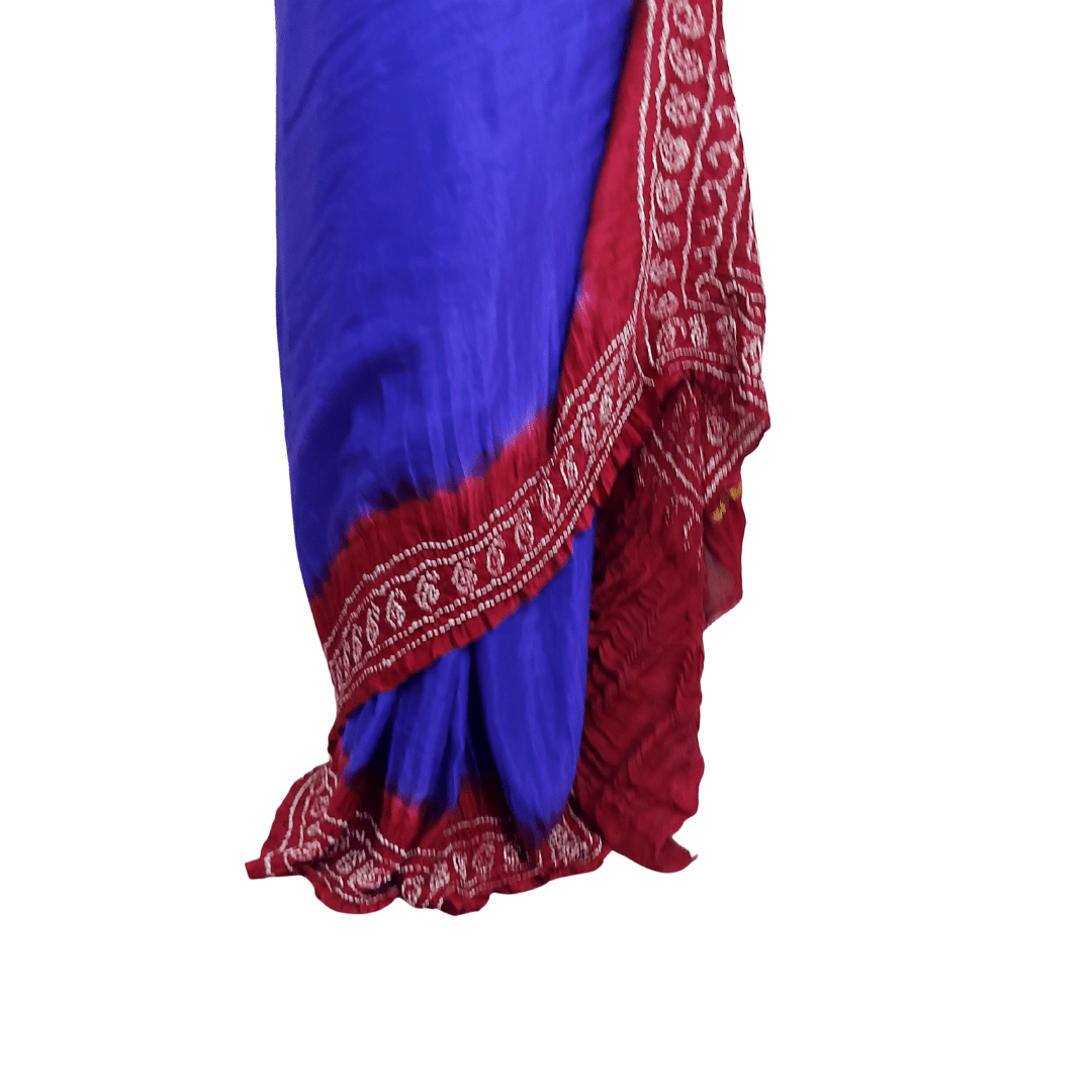 PURPLE MAROON - TRADITIONALBANDHANI SAREE – Handmade Bandhani Saree in Gajji/Modal Silk Bottom Look Closeup