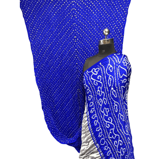 Rai Bandhej Gajji Silk Zari Pallu Royal Blue Saree