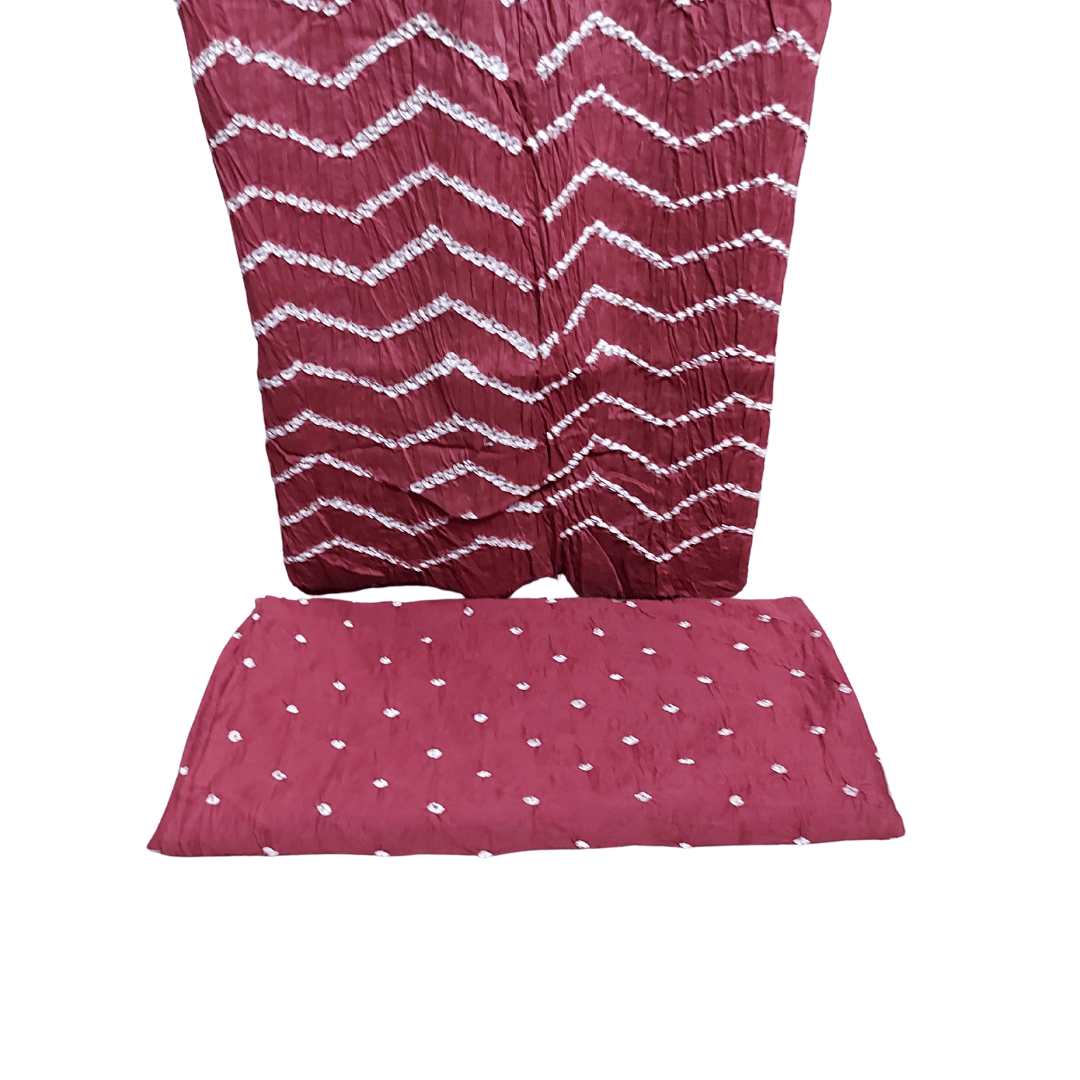 Rangbari Leheriya - Light Maroon Bandhani Dress Material – Handmade Bandhani Saree in Gajji/Modal Silk | Aj Designs