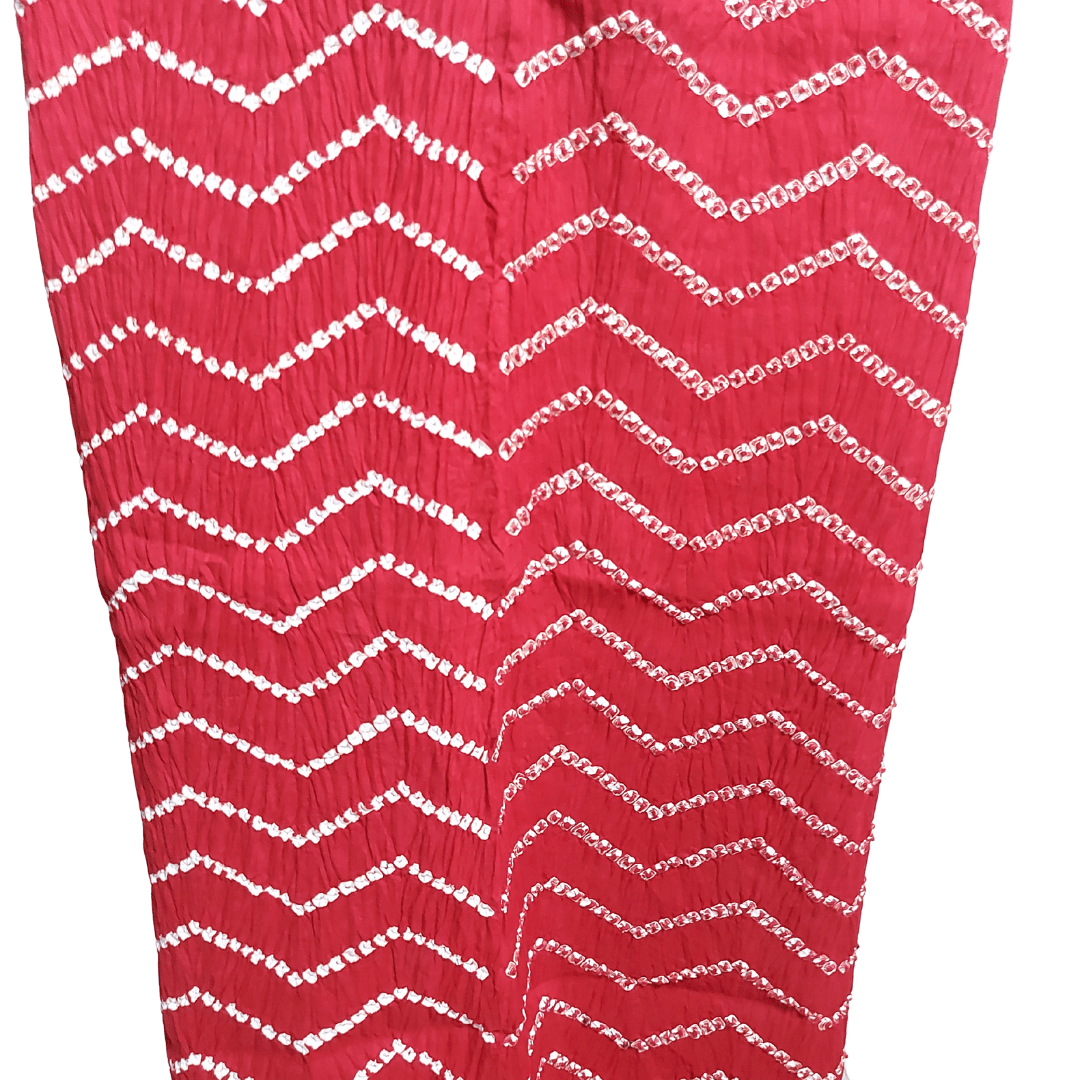 Rangbari Leheriya - Red Bandhani Dress Material – Handmade Bandhani Saree in Gajji/Modal Silk | Aj Designs