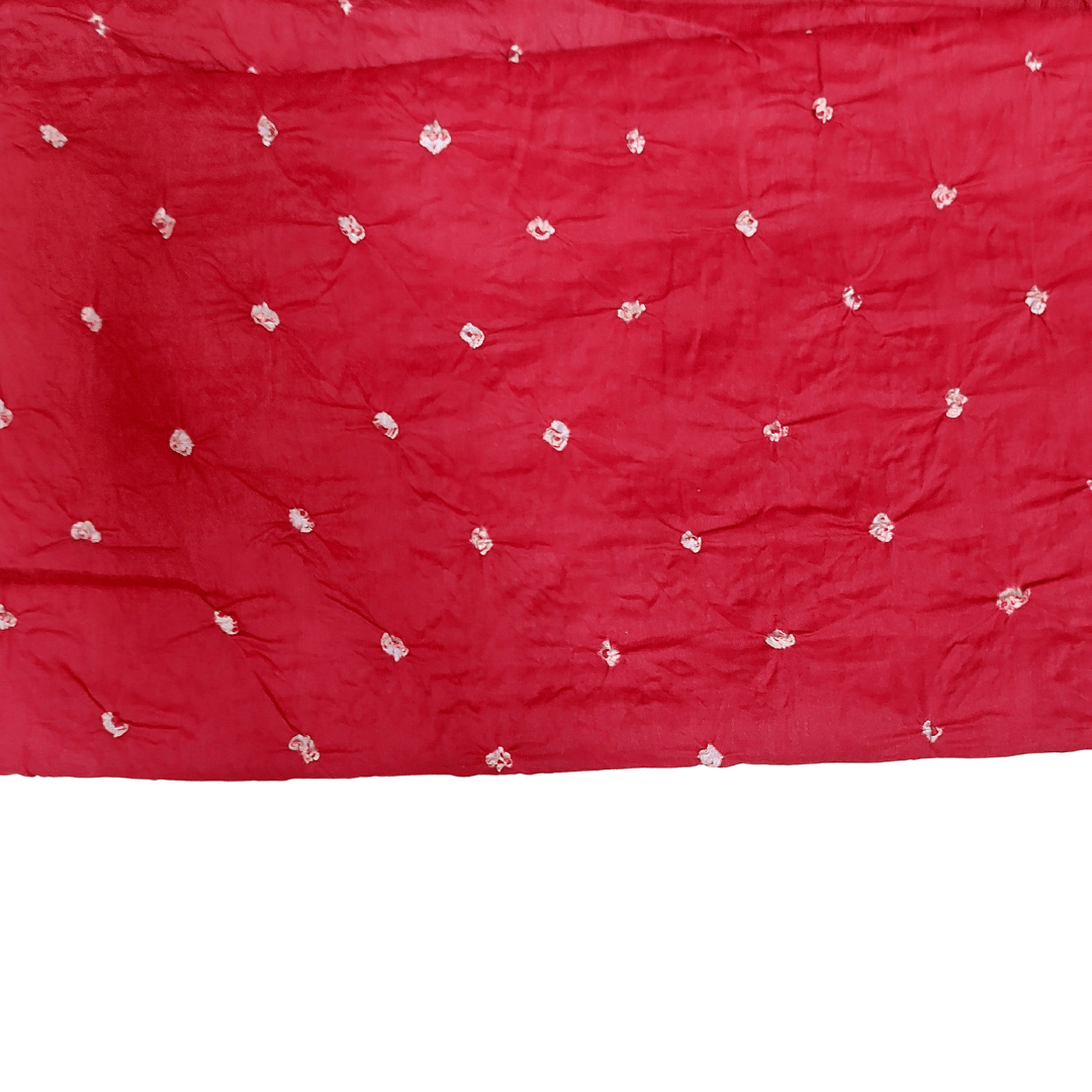 Rangbari Leheriya - Red Bandhani Dress Material – Handmade Bandhani Saree in Gajji/Modal Silk | Aj Designs