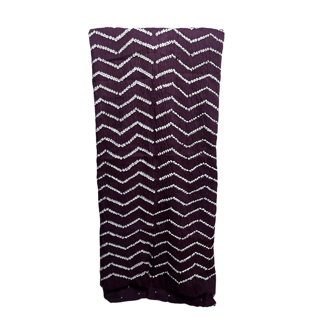 Rangbari Leheriya - Wine Bandhani Dress Material – Handmade Bandhani Saree in Gajji/Modal Silk | Aj Designs
