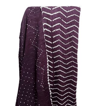 Rangbari Leheriya - Wine Bandhani Dress Material