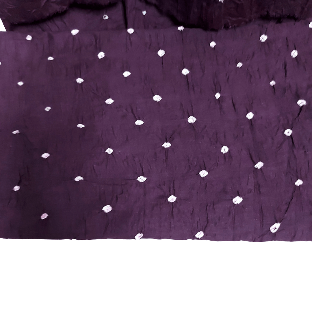 Rangbari Leheriya - Wine Bandhani Dress Material – Handmade Bandhani Saree in Gajji/Modal Silk | Aj Designs