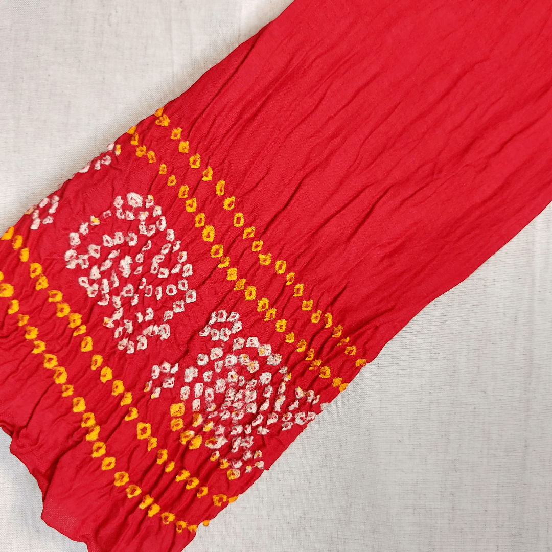 RED - COTTON SATIN BANDHANI BORDER BLOUSE PIECE – Handmade Bandhani Saree in Gajji/Modal Silk | Aj Designs