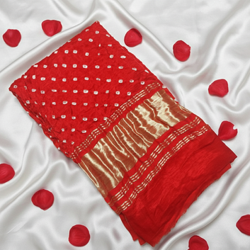 RED - GAJJI SILK BANDHANI BLOUSE PIECE