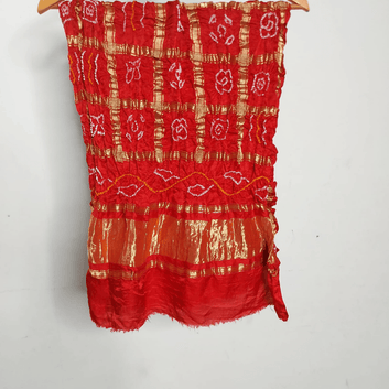 RED - GAJJI SILK GHARCHOLA BANDHANI BLOUSE PIECE – Handmade Bandhani Saree in Gajji/Modal Silk | Aj Designs