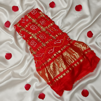 RED - GAJJI SILK GHARCHOLA BANDHANI BLOUSE PIECE