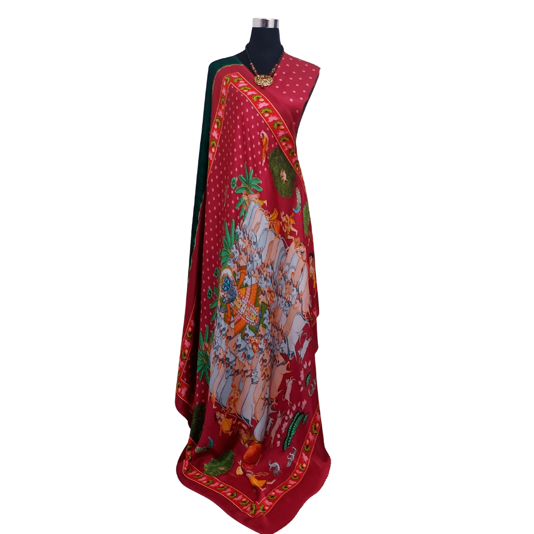 RED GREEN PICHWAI BANDHANI SAREE – Handmade Bandhani Saree in Gajji/Modal Silk | Aj Designs