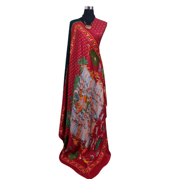 RED GREEN PICHWAI BANDHANI SAREE – Handmade Bandhani Saree in Gajji/Modal Silk | Aj Designs