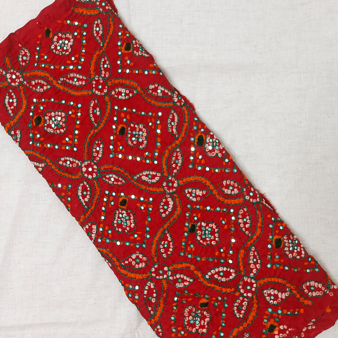 RED - HANDWORK BANDHANI BLOUSE PIECE – Handmade Bandhani Saree in Gajji/Modal Silk | Aj Designs