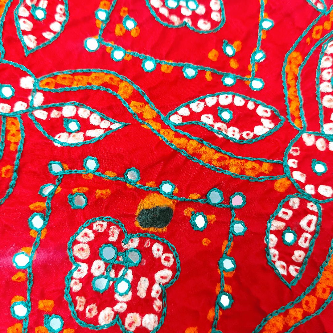 RED - HANDWORK BANDHANI BLOUSE PIECE – Handmade Bandhani Saree in Gajji/Modal Silk | Aj Designs