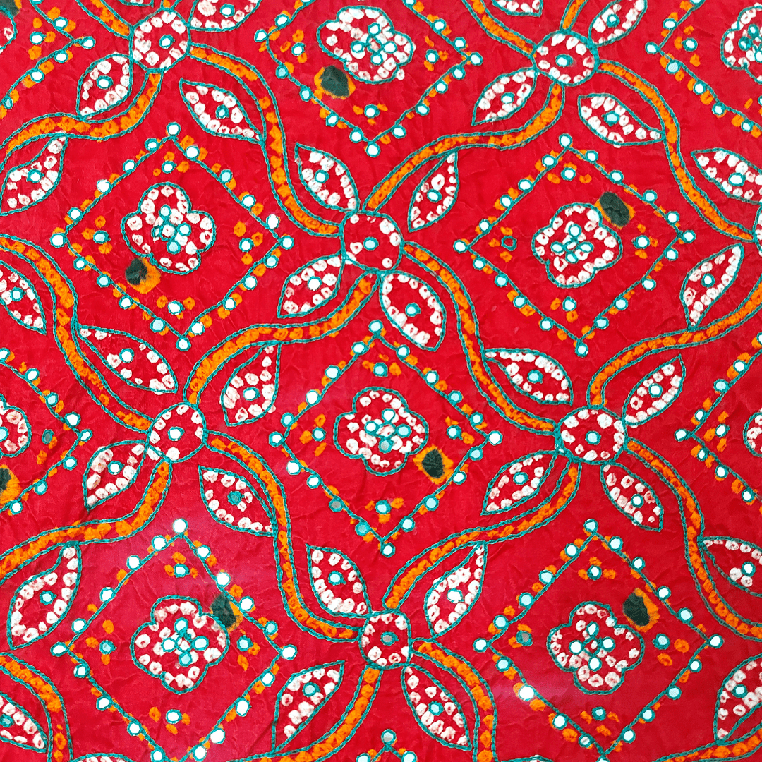 RED - HANDWORK BANDHANI BLOUSE PIECE – Handmade Bandhani Saree in Gajji/Modal Silk | Aj Designs