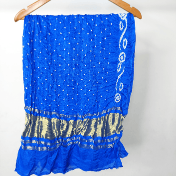royal blue bandhani blouse piece on hanger