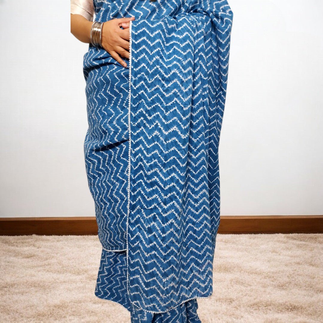 Shibori Saree – Handmade Bandhani Saree in Gajji/Modal Silk | Aj Designs