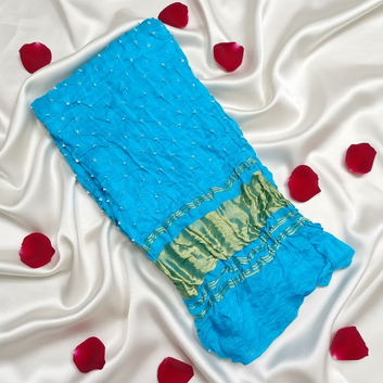 SKY BLUE - GAJJI SILK BANDHANI BLOUSE PIECE