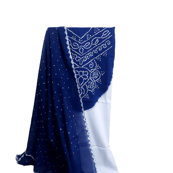 White Blue - Bandhani Dress Material
