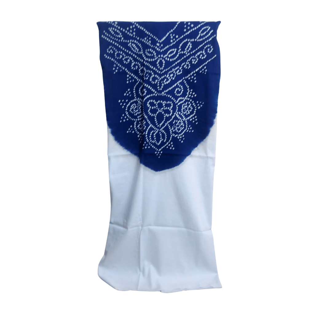 White Blue - Bandhani Dress Material – Handmade Bandhani Saree in Gajji/Modal Silk | Aj Designs
