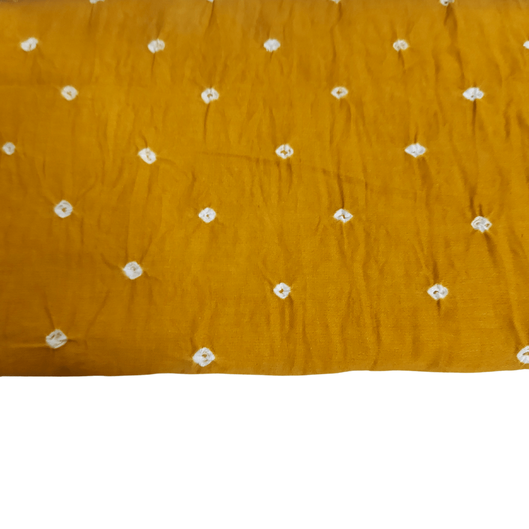 White Mustard - Bandhani Dress Material – Handmade Bandhani Saree in Gajji/Modal Silk | Aj Designs