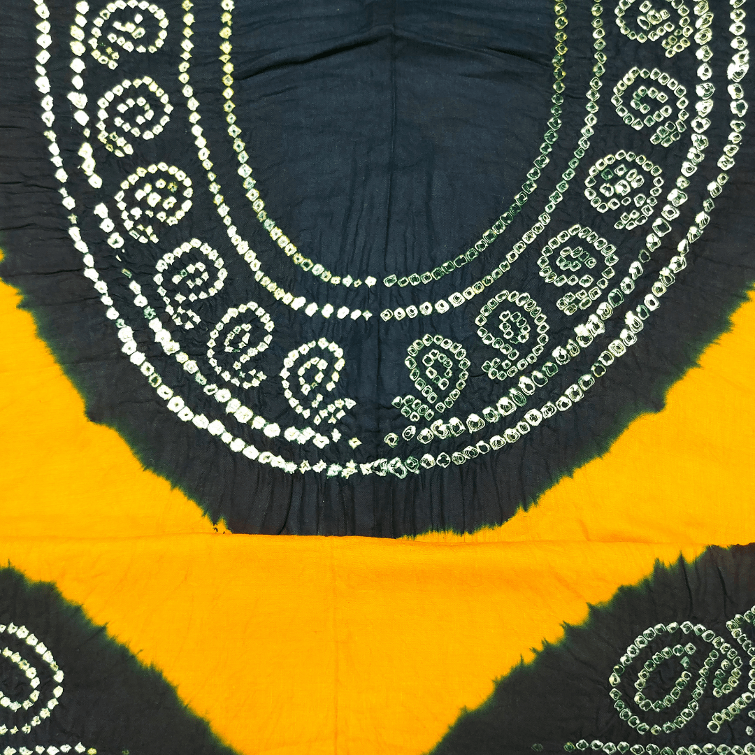 Yellow Green - Cotton Satin Bandhani Blouse Piece – Handmade Bandhani Saree in Gajji/Modal Silk | Aj Designs