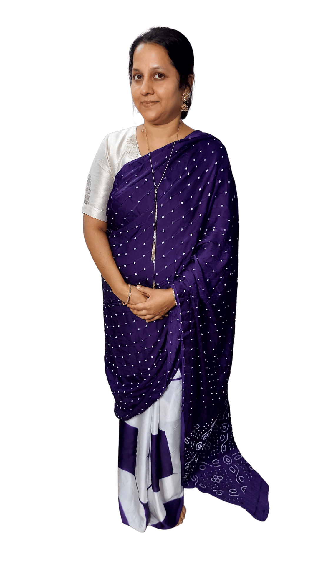 ClampAura - Purple Clamp Dyed Dot & Design Bandhani Saree – Handmade Bandhani Saree in Gajji/Modal Silk | Aj Designs