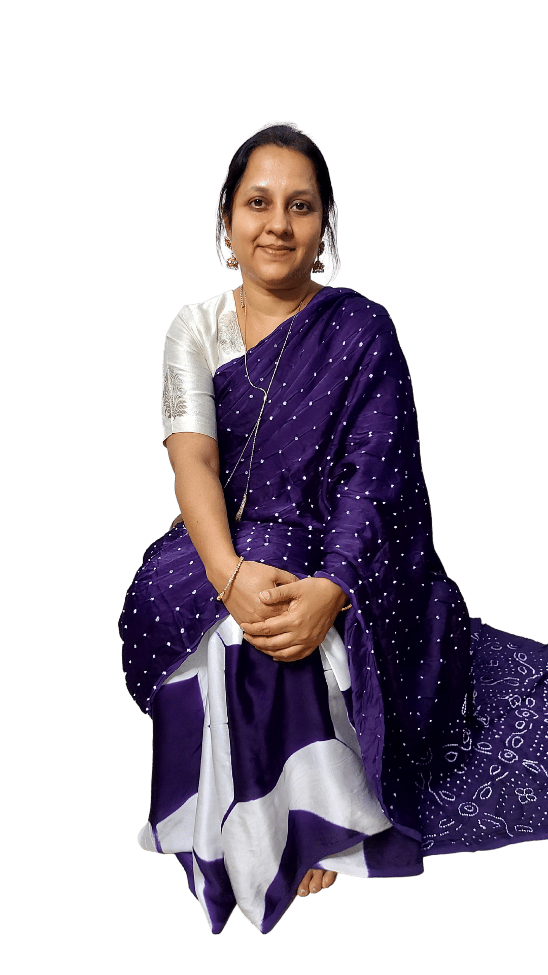 ClampAura - Purple Clamp Dyed Dot & Design Bandhani Saree – Handmade Bandhani Saree in Gajji/Modal Silk | Aj Designs