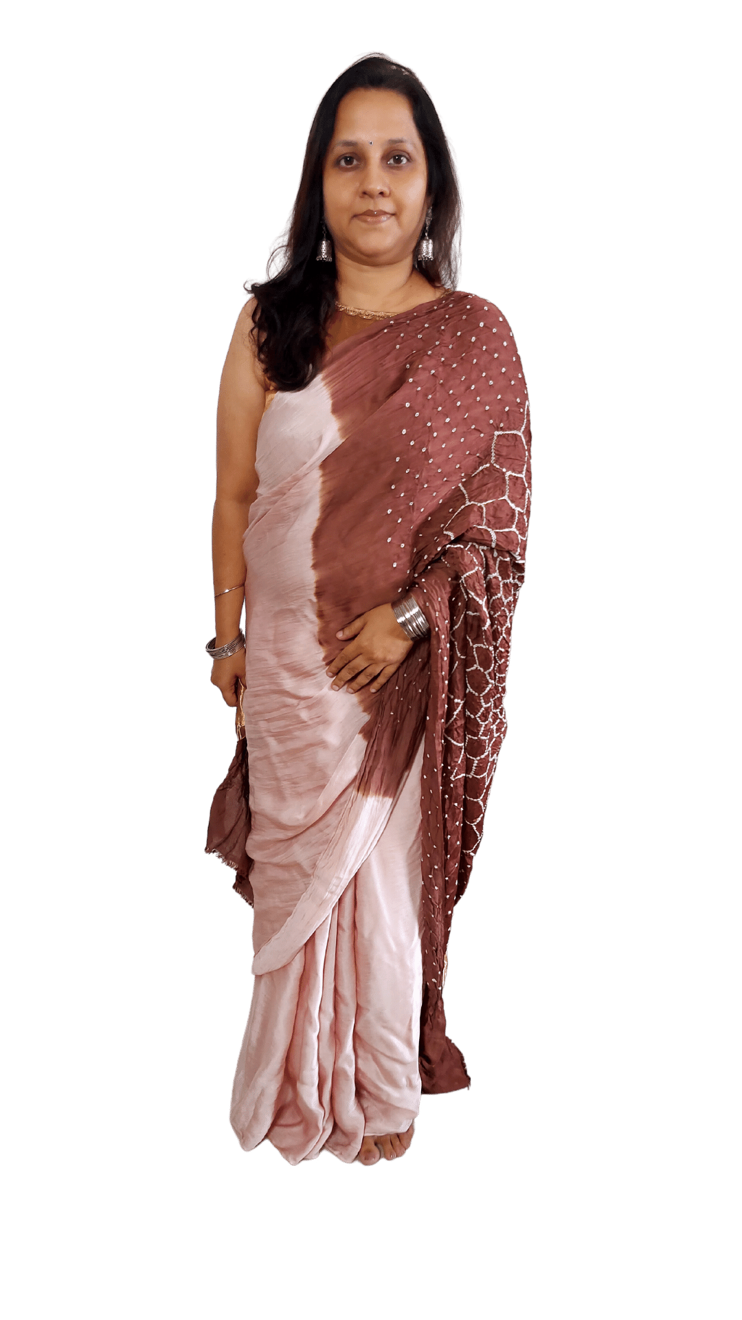 Modal Silk Plain Saree Bandhani Design Pallu with zari border